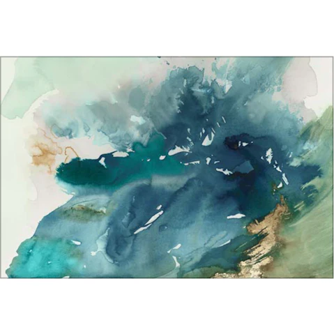 La Grolla Splash of Blue Unframed Canvas Wall Art