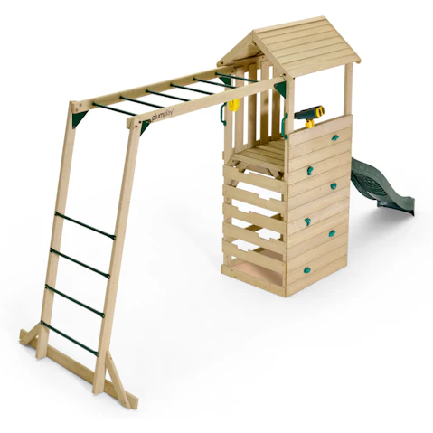 Plum Play Wooden Lookout Tower Playcentre with Monkey Bars Playset for Kids
