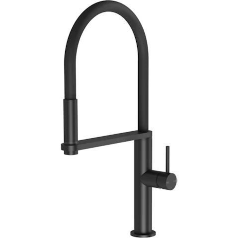 Phoenix Blix 220mm Round Flexible Hose Sink Mixer - Matte Black