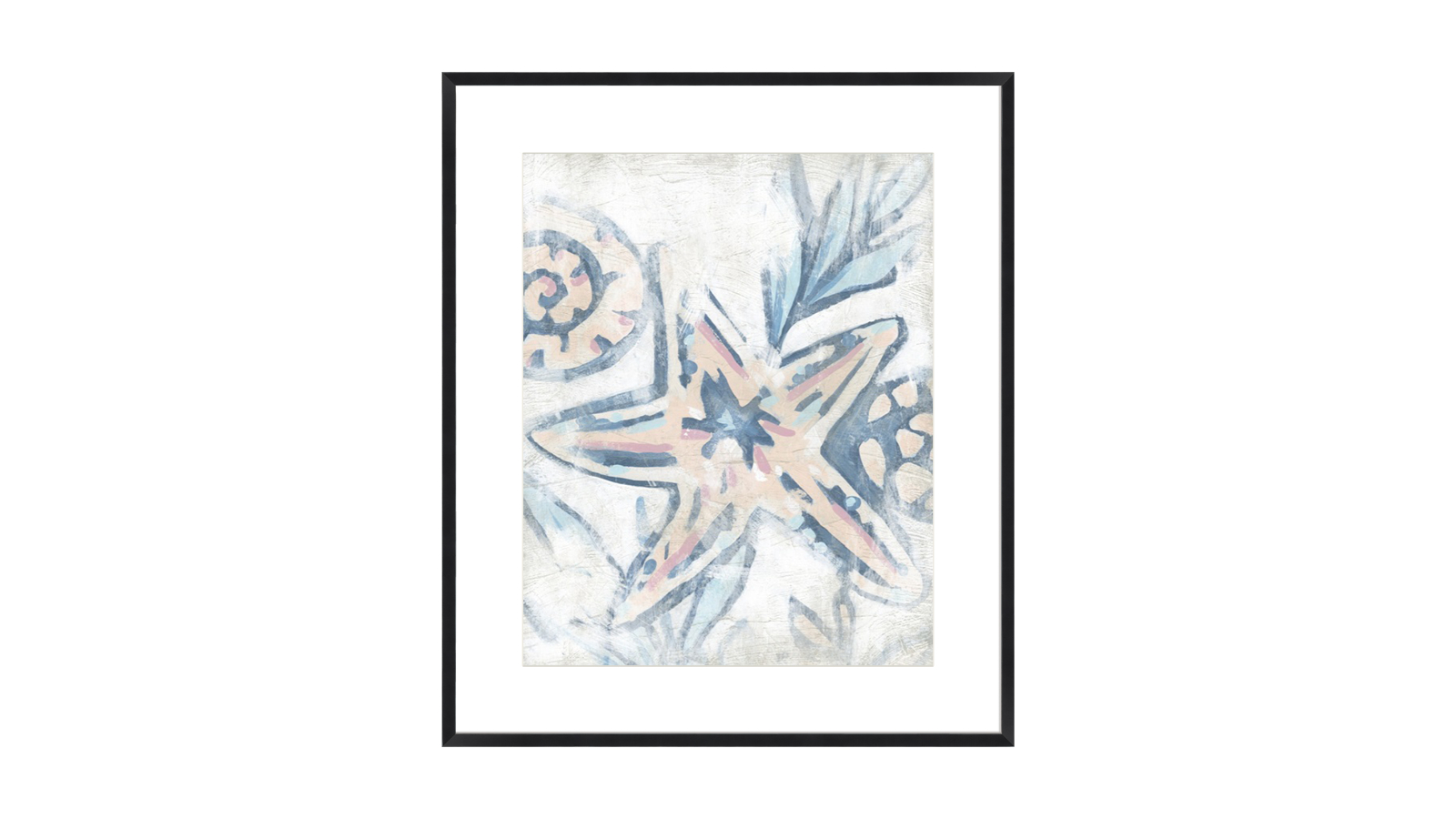 La Grolla Beach Shell Fresco IV Black Frame Wall Art 74 x 64cm