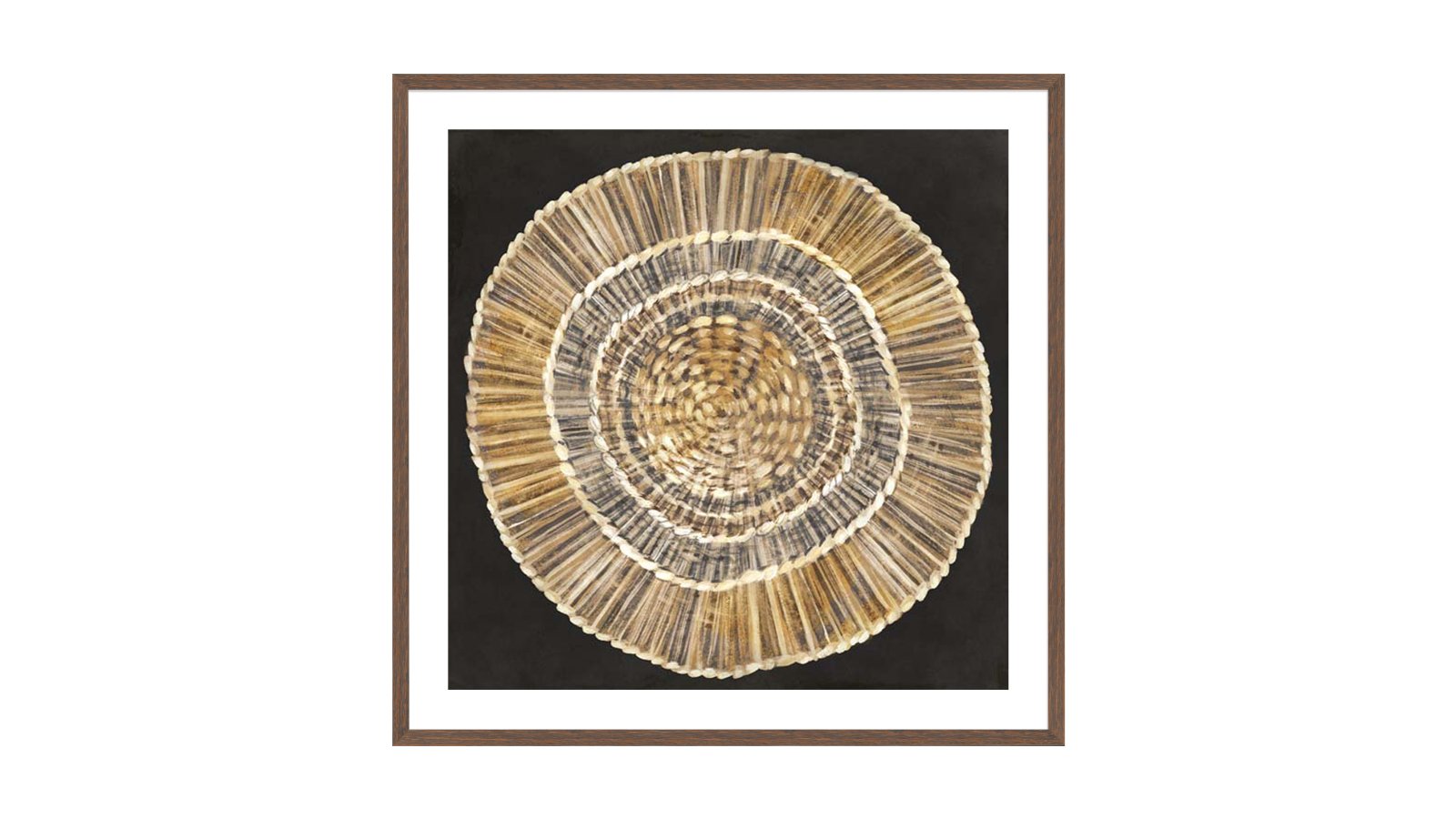 La Grolla Straw Woven Plate Walnut Frame Wall Art - 94 x 94cm