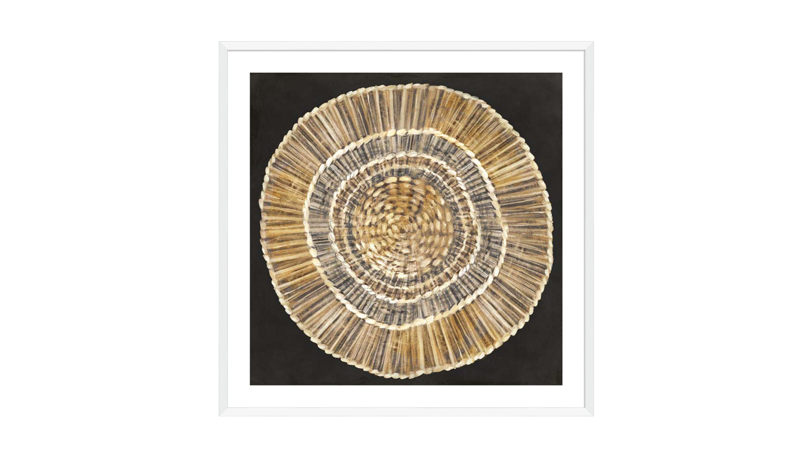 La Grolla Straw Woven Plate White Frame Wall Art - 74 x 74cm