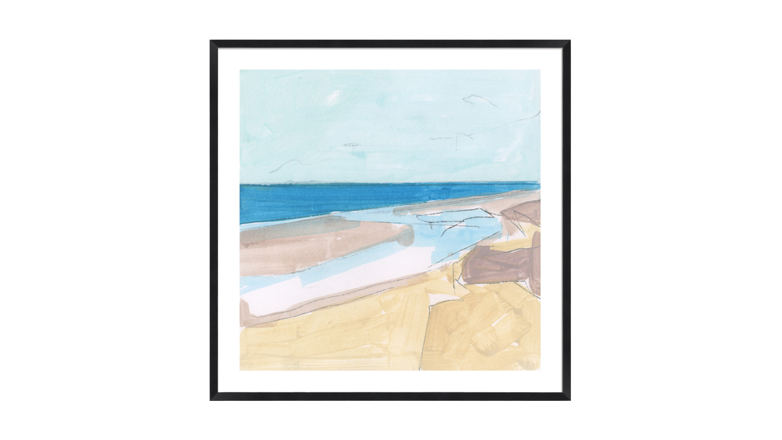La Grolla Summer Beach Breeze Black Frame Wall Art - 54 x 54cm