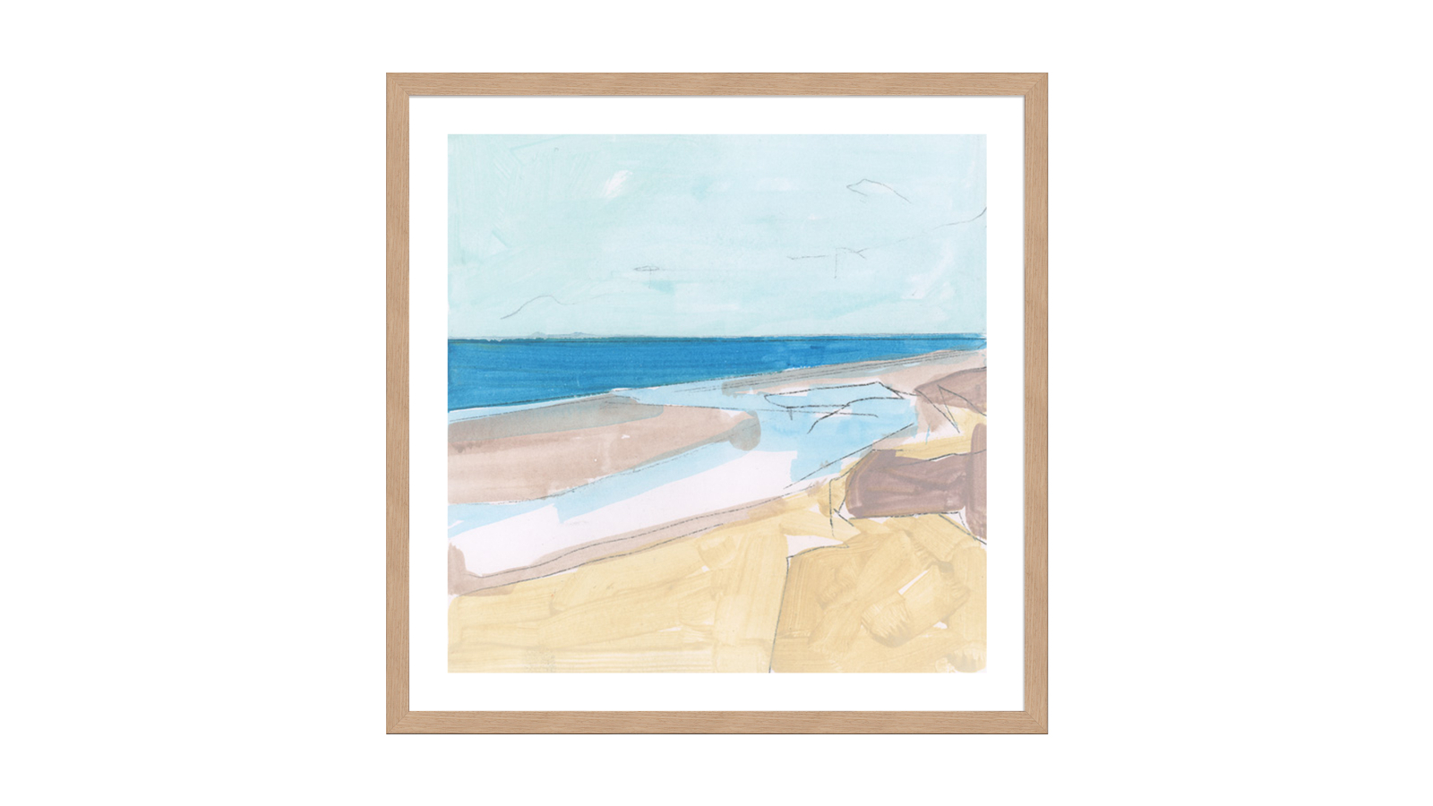 La Grolla Summer Beach Breeze Natural Frame Wall Art - 96 x 96cm