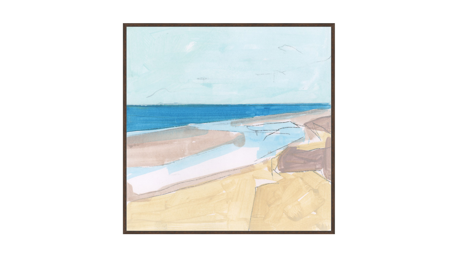 La Grolla Summer Beach Breeze Walnut Gallery Wall Art - 67 x 67cm