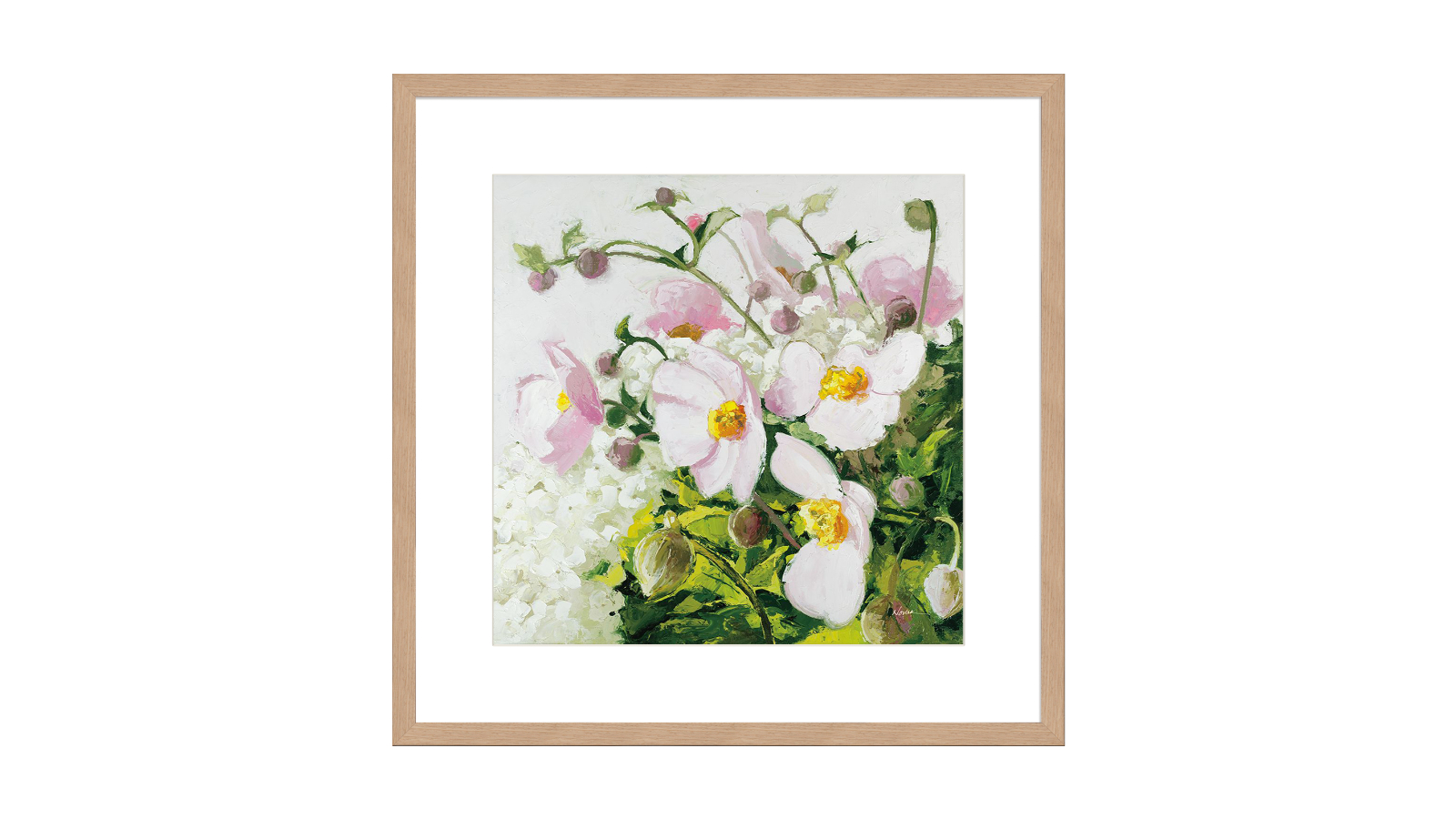 La Grolla Summer Ends in Pink Natural Frame Wall Art - 56 x 56cm