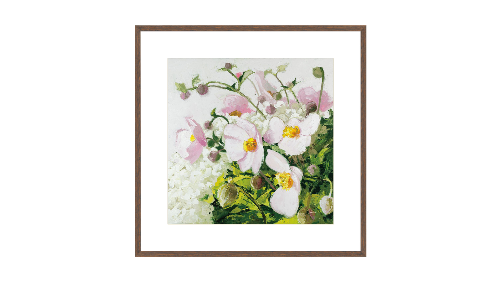 La Grolla Summer Ends in Pink Walnut Frame Wall Art - 54 x 54cm