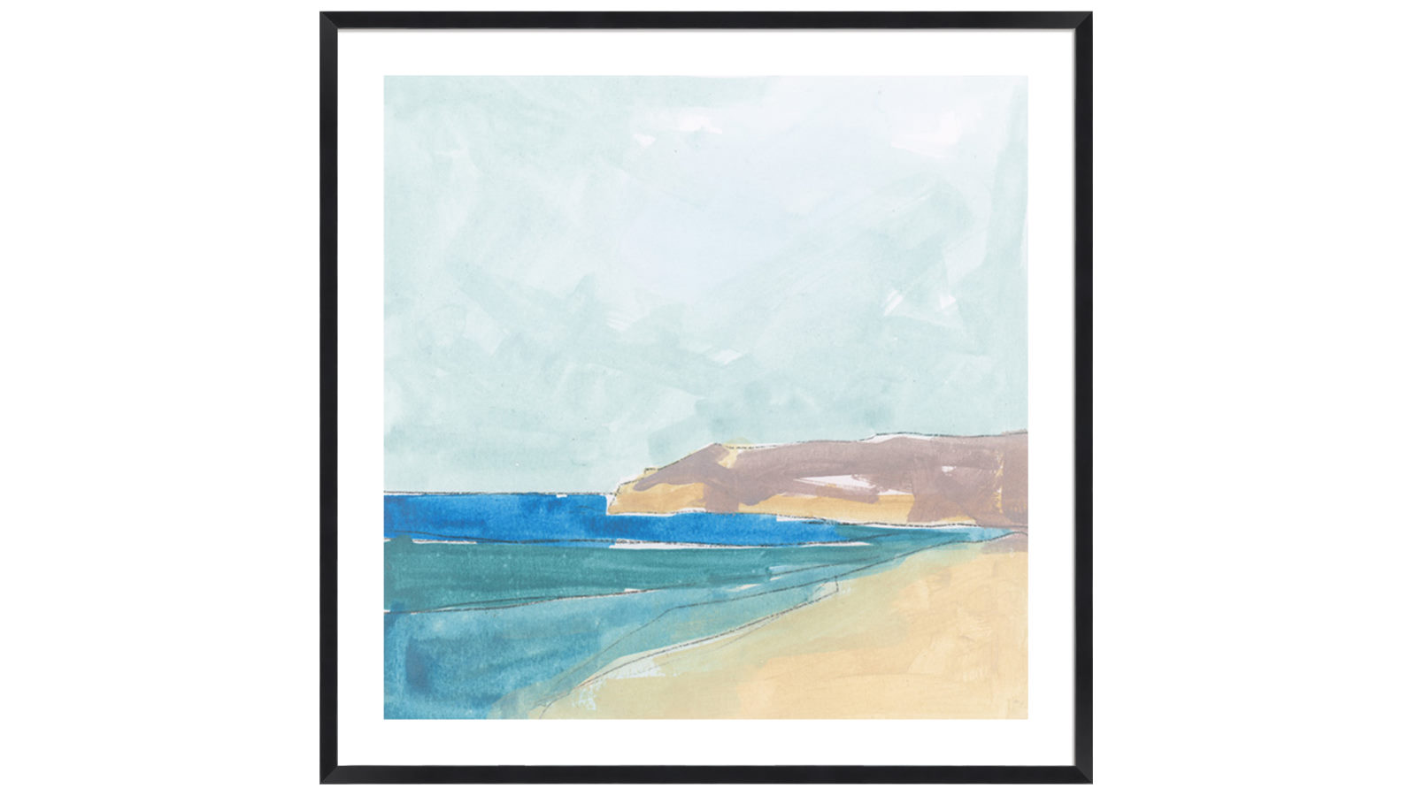 La Grolla Summer Walk Black Box Wall Art - 94 x 94cm