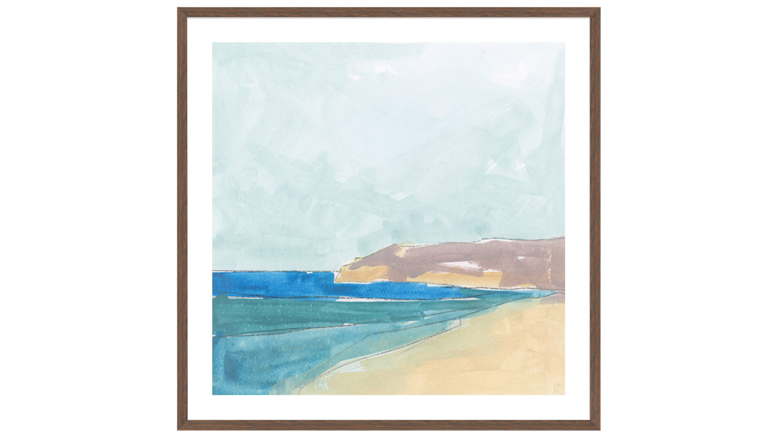 La Grolla Summer Walk Walnut Box Wall Art - 74 x 74cm