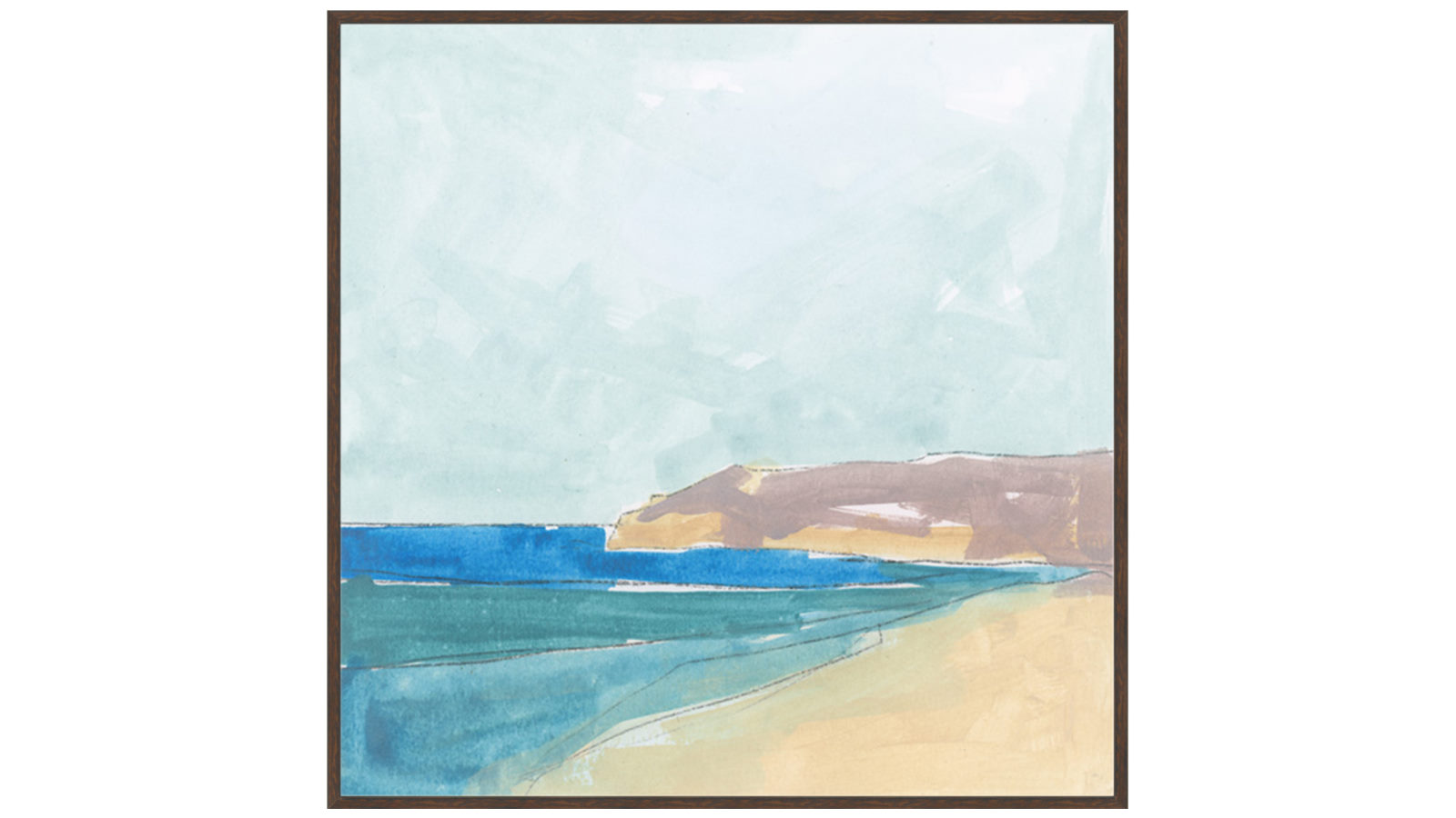 La Grolla Summer Walk Walnut Gallery Frame Wall Art - 87 x 87cm