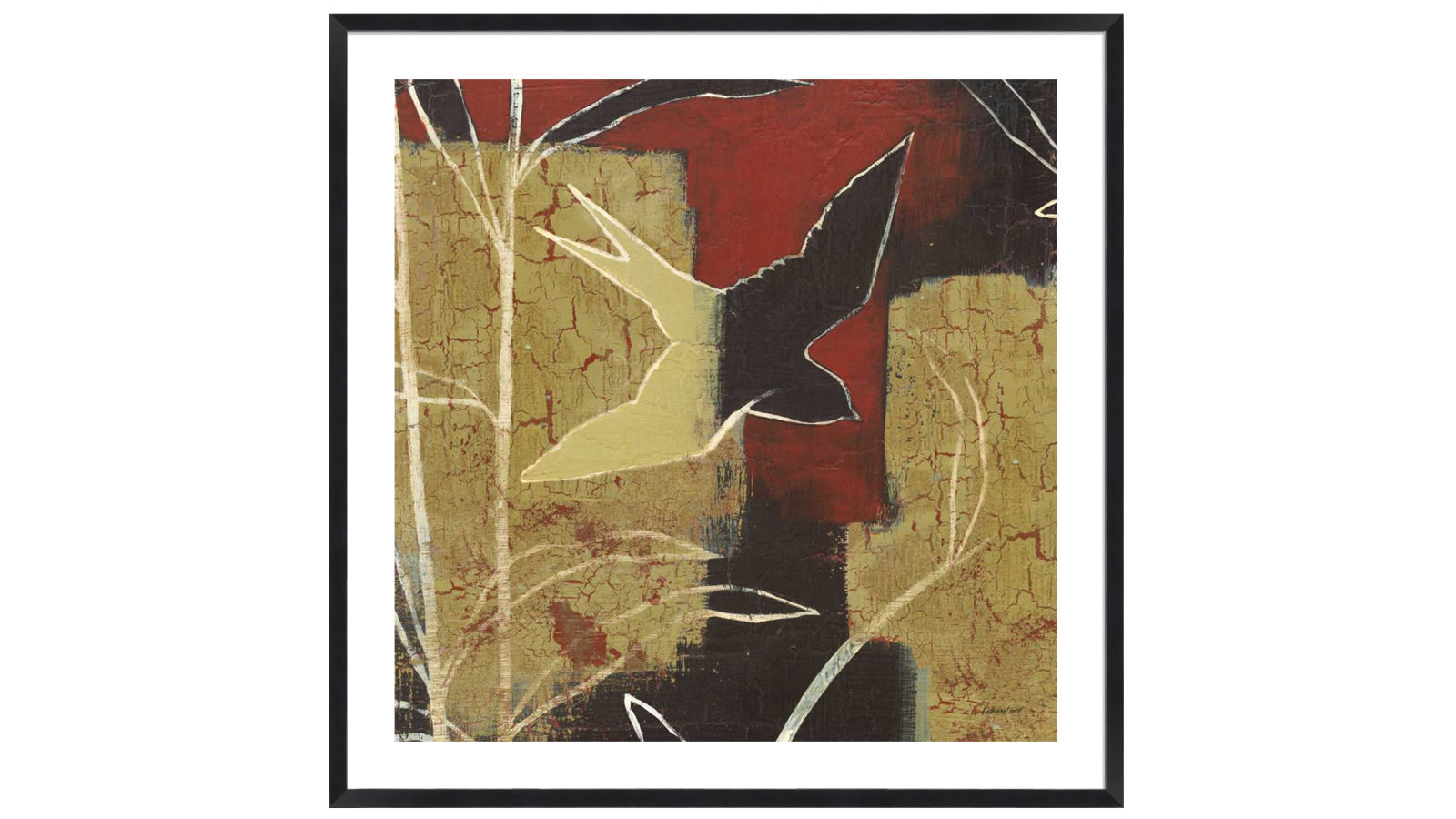 La Grolla Sun Stems Tile I Black Box Wall Art - 94 x 94cm