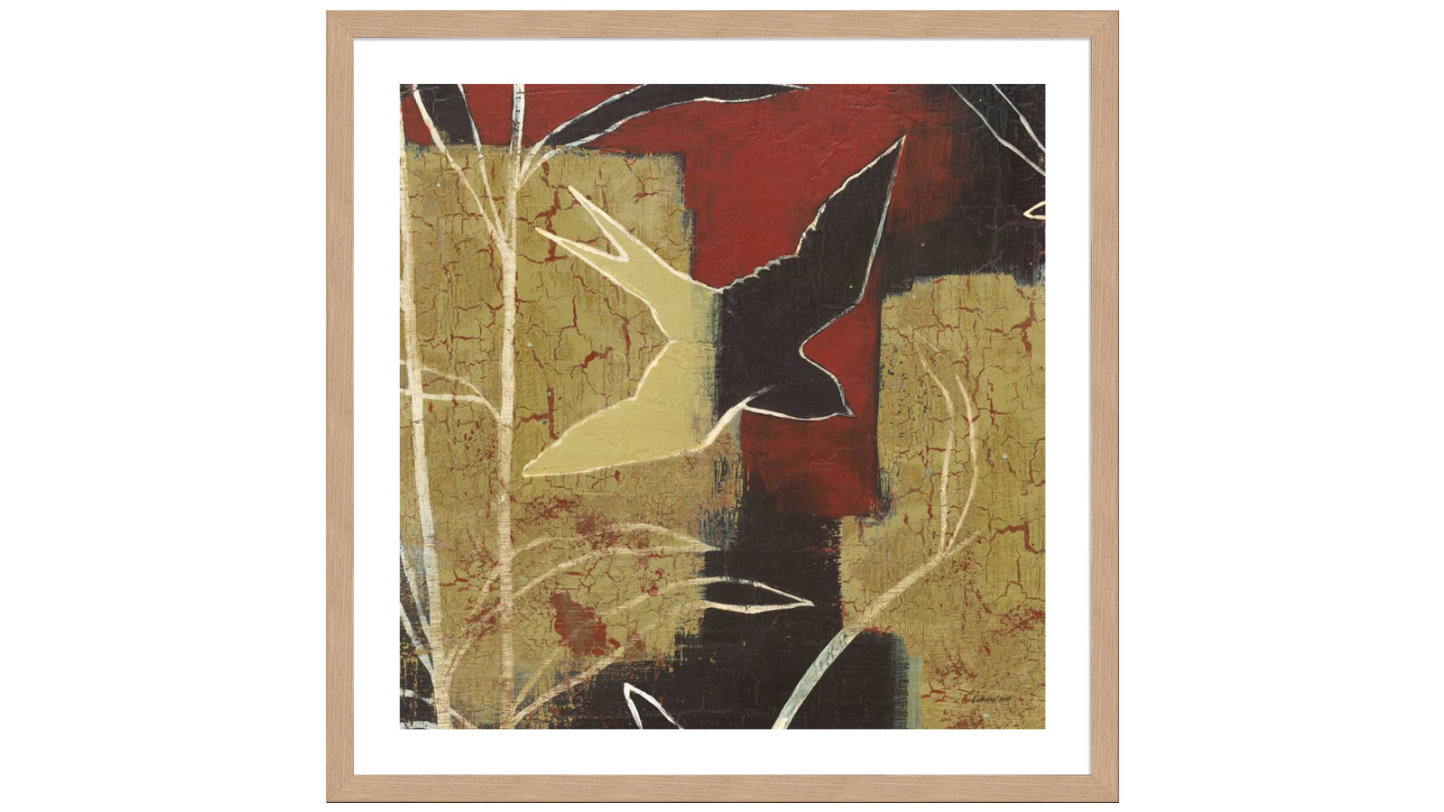 La Grolla Sun Stems Tile I Natural Box Wall Art - 76 x 76cm