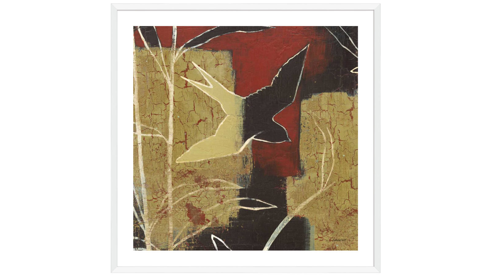 La Grolla Sun Stems Tile I White Box Wall Art - 54 x 54cm
