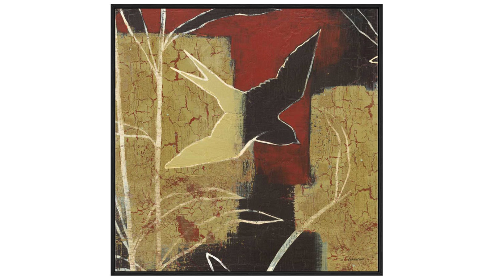 La Grolla Sun Stems Tile I Black Gallery Frame Wall Art - 123 x 123cm