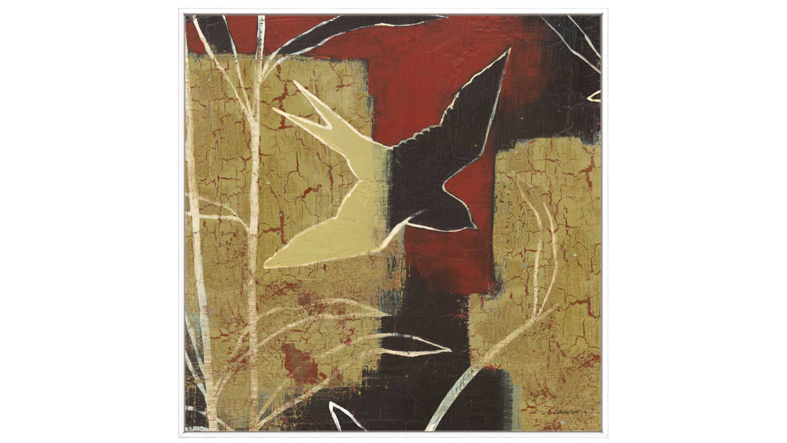 La Grolla Sun Stems Tile I White Gallery Frame Wall Art - 67 x 67cm