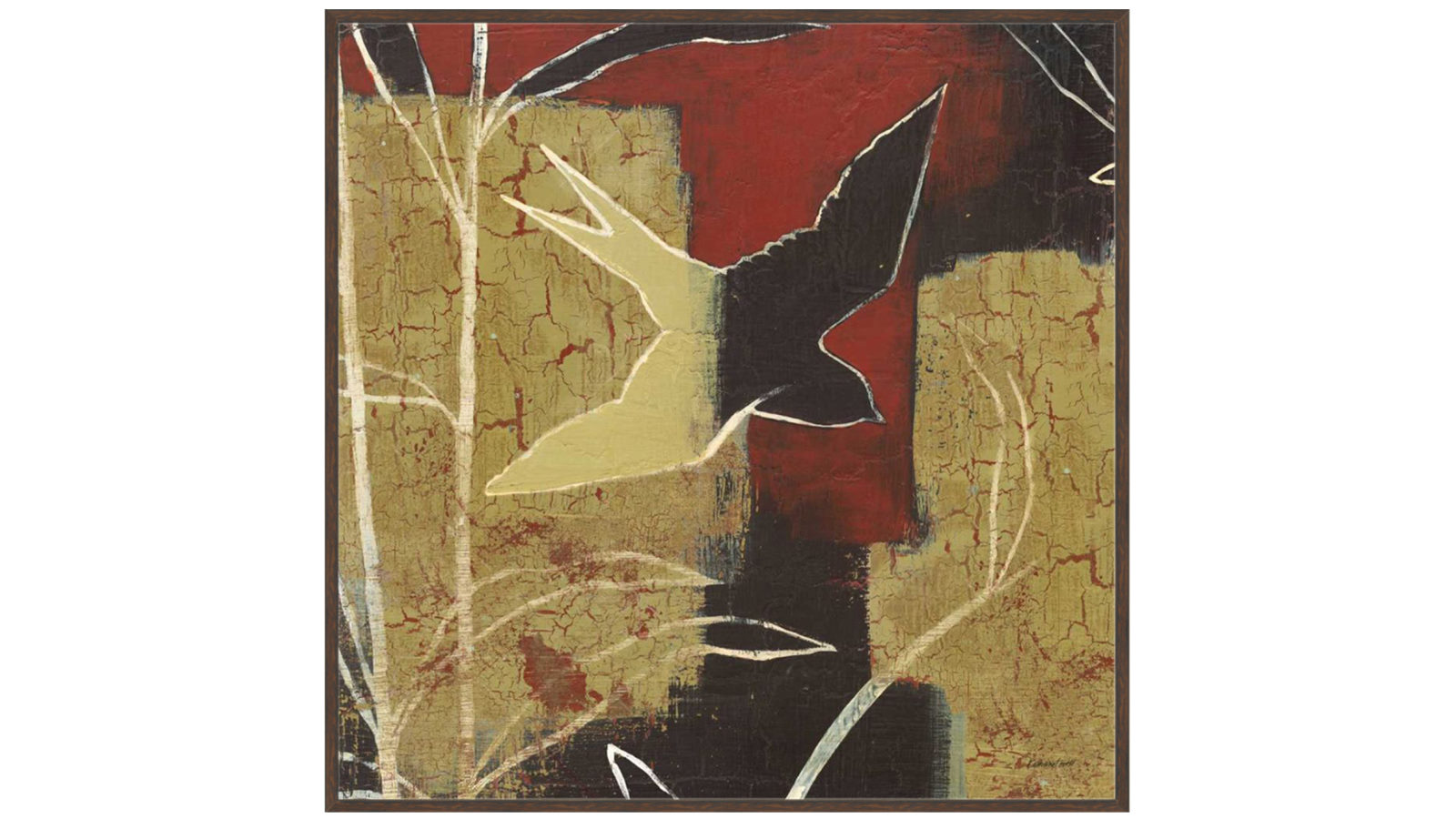 La Grolla Sun Stems Tile I Walnut Gallery Frame Wall Art - 103 x 103cm