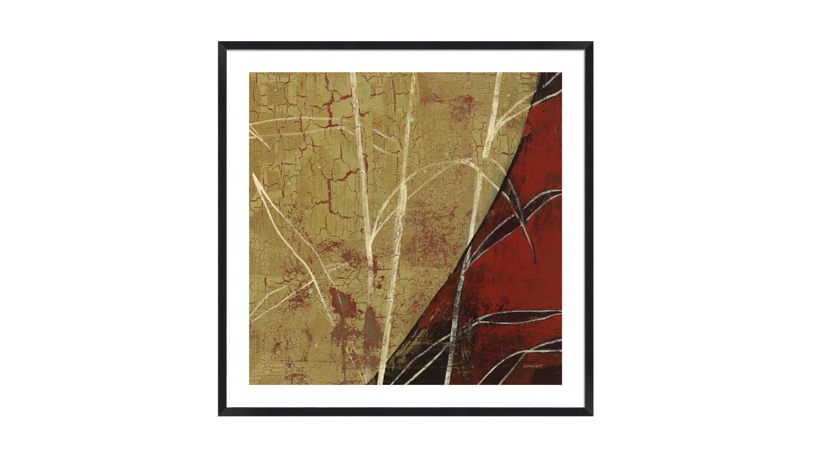 La Grolla Sun Stems Tile II Black Frame Wall Art - 74 x 74cm