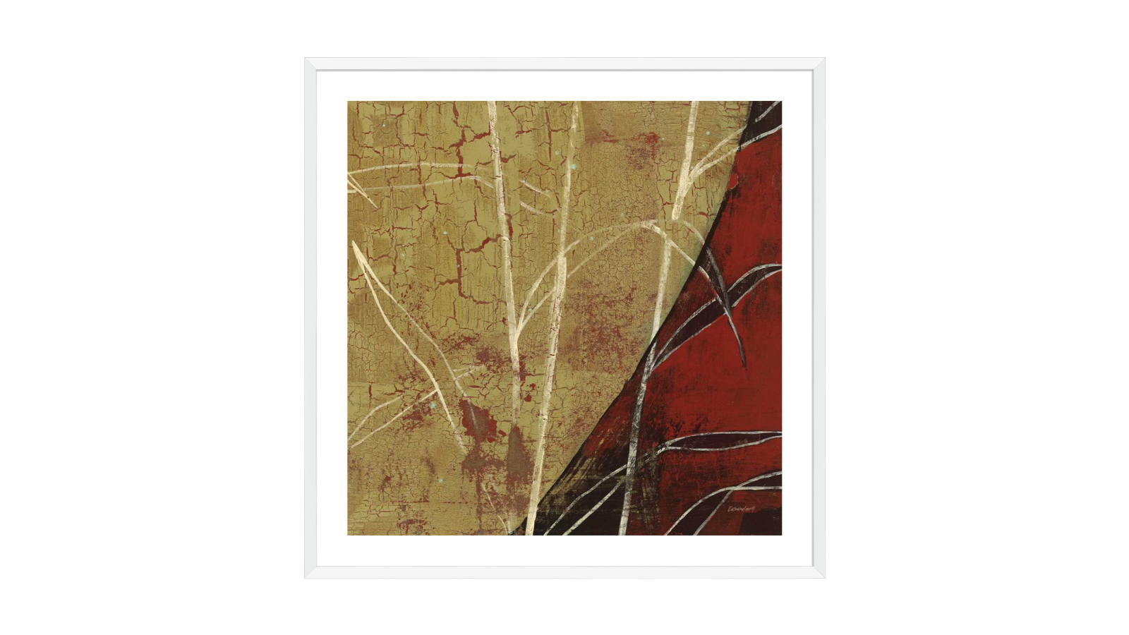 La Grolla Sun Stems Tile II White Frame Wall Art - 94 x 94cm