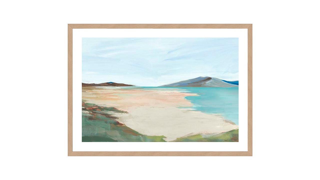 La Grolla Sunny Beach Shore Natural Frame Wall Art - 106 x 76cm