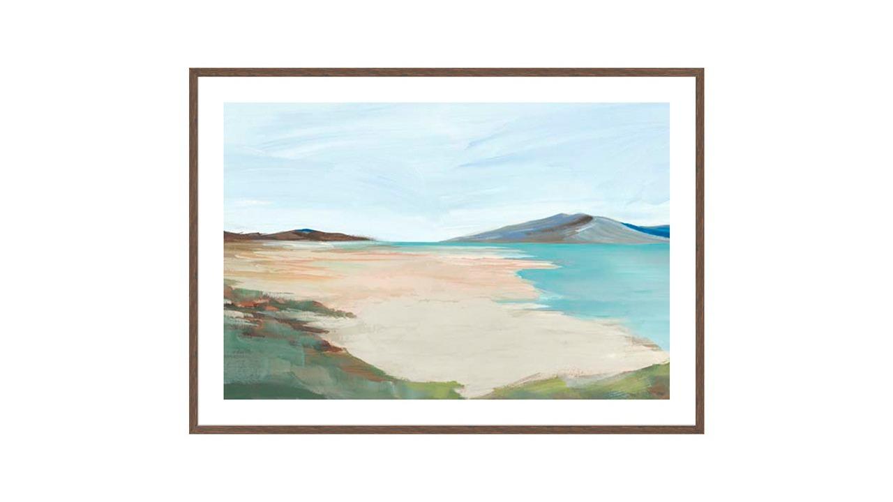 La Grolla Sunny Beach Shore Walnut Frame Wall Art - 74 x 54cm