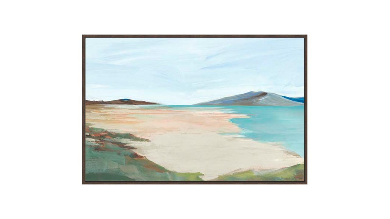 La Grolla Sunny Beach Shore Walnut Gallery Wall Art - 123 x 83cm