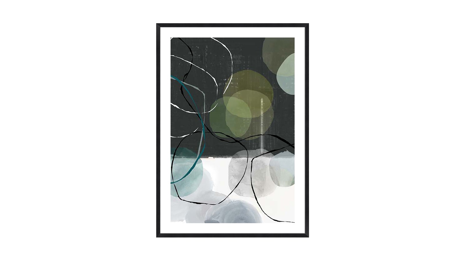 La Grolla Symphony of Abstract Circles II Black Frame Wall Art - 74 x 54cm