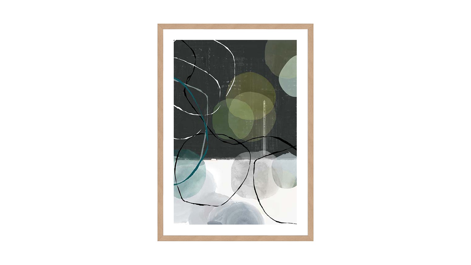 La Grolla Symphony of Abstract Circles II Natural Frame Wall Art - 106 x 76cm