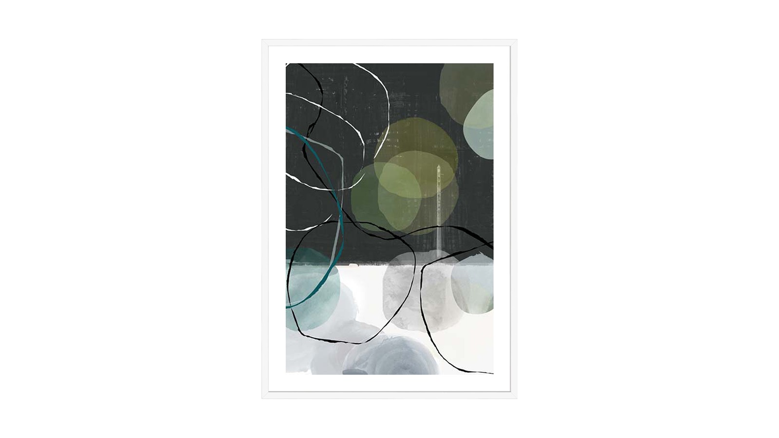 La Grolla Symphony of Abstract Circles II White Frame Wall Art - 104 x 74cm