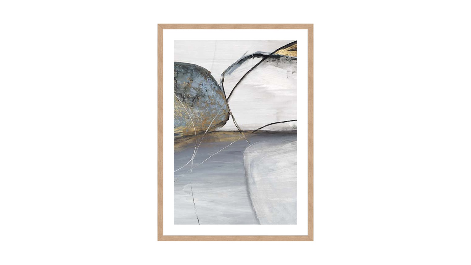 La Grolla Teal Stones II Natural Frame Wall Art - 76 x 56cm