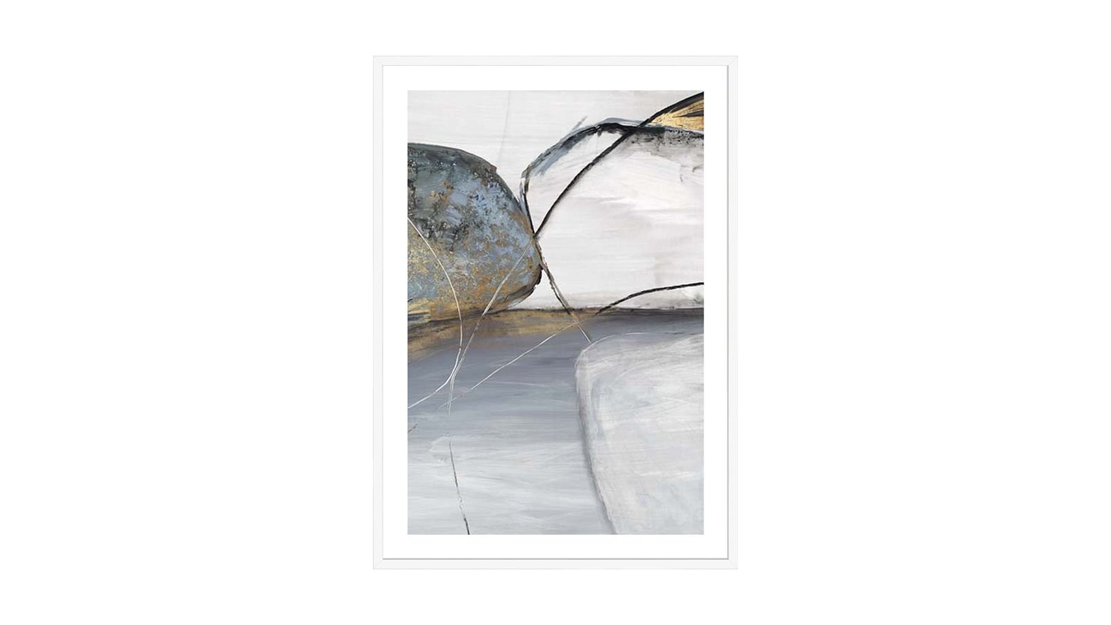 La Grolla Teal Stones II White Frame Wall Art - 104 x 74cm