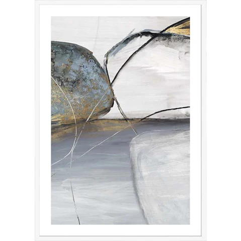 La Grolla Teal Stones II White Frame Wall Art - 104 x 74cm