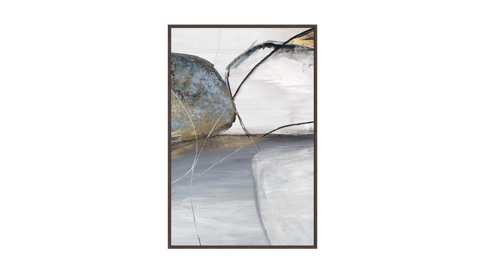 La Grolla Teal Stones II Walnut Gallery Wall Art - 123 x 83cm