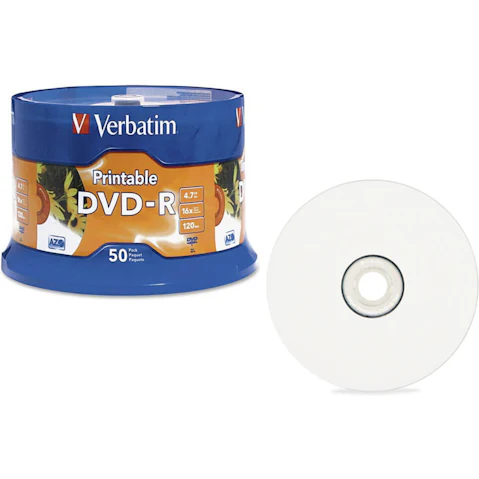 Verbatim 50-Pack 4.7GB Inkjet Printable DVD-R - White