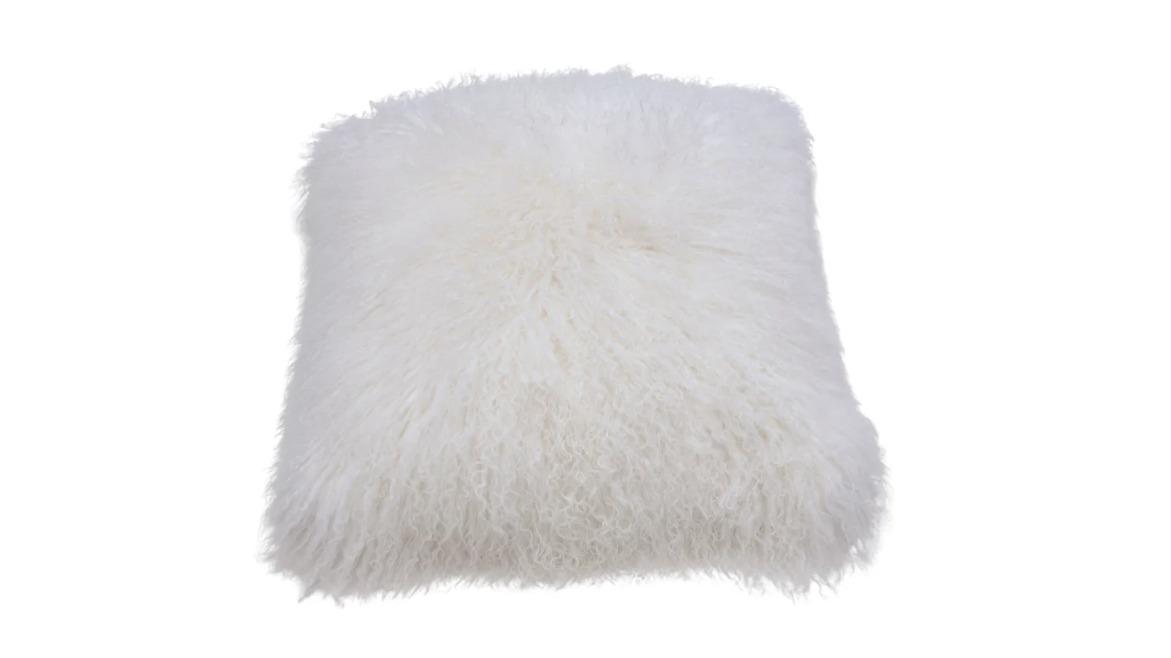 Naturally Sheepskins 50 x 30cm Curly Wool Mongolian Cushion Cover - Ivory