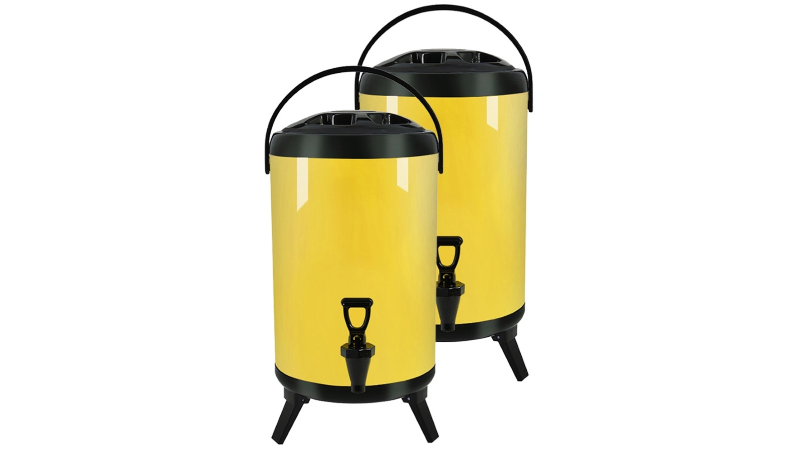 SOGA 2x 10L Stainless Steel Insulated Milk Tea Barrel Hot and Cold Beverage Dispenser Container - Yellow