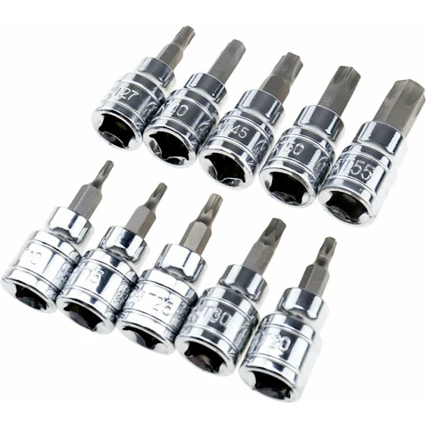 AUPK 10 Piece T10- T55 3/8inch Torx Star Bit Socket