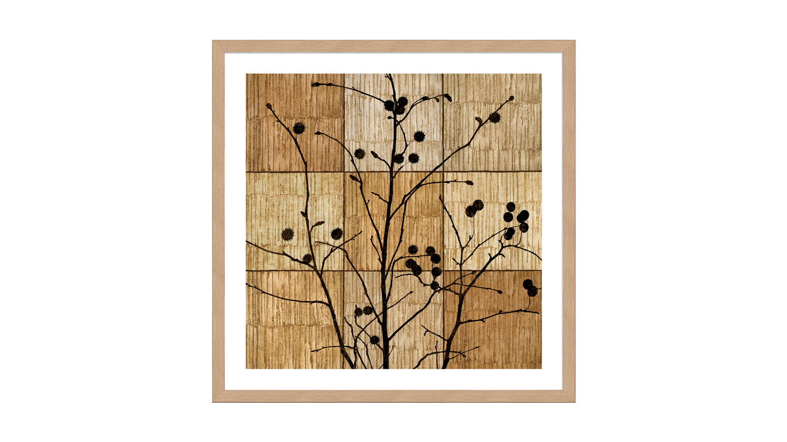 La Grolla Tree Silhouette I Natural Frame Wall Art - 76 x 76cm