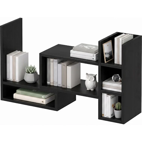 Advwin Desktop Bookshelf Organizer with Storage Space and Angle - Black