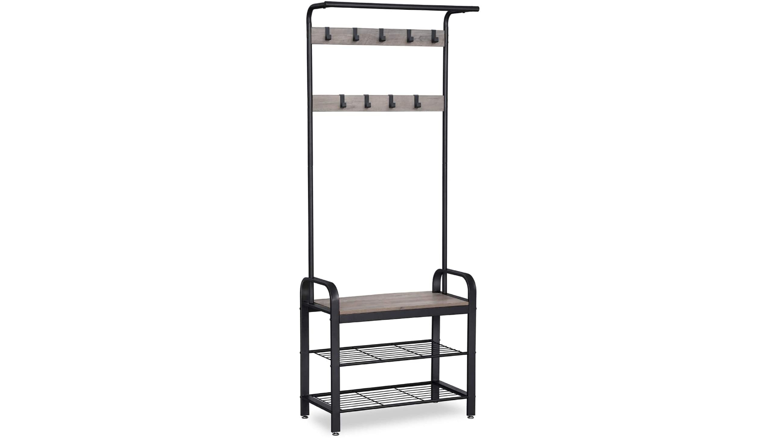 Vikus Greige Black Steel Freestanding Coat Rack Stand with Removable Hook Harvey Norman