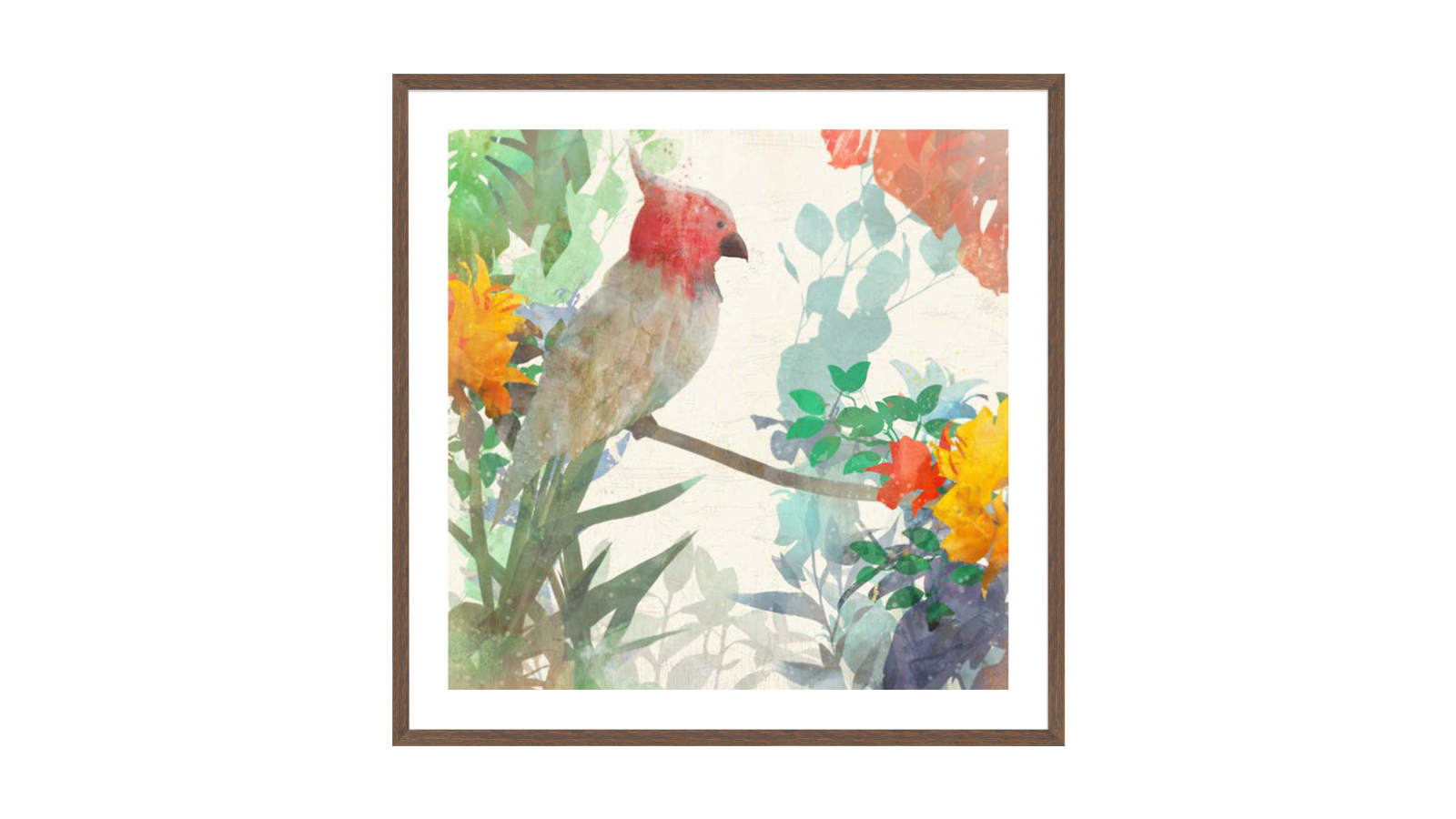 La Grolla Tropical King II Walnut Frame Wall Art - 94 x 94cm