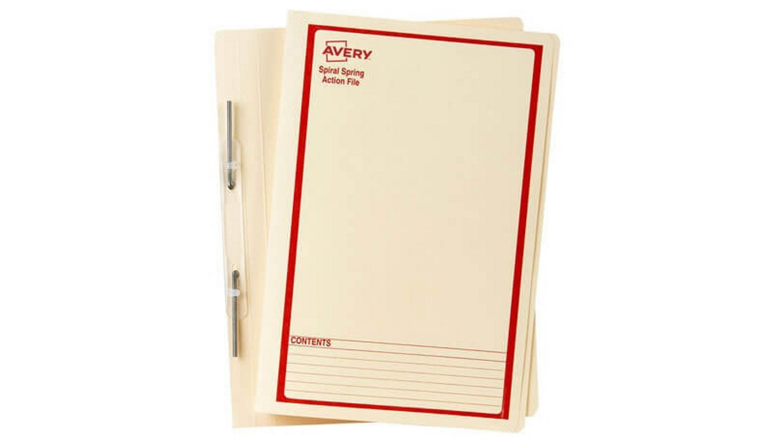 Avery Spring Pack of 25 Spiral Buff Foolscap - Red Printed