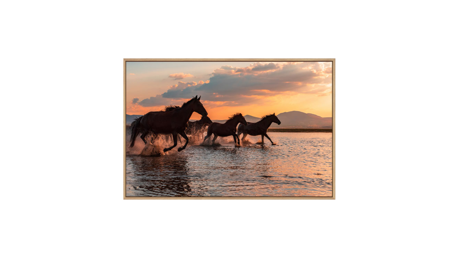 La Grolla Water Horses Natural Gallery Wall Art - 93 x 63cm