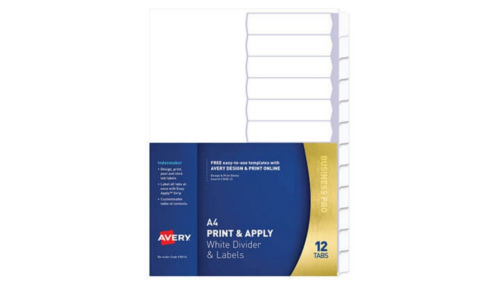 Avery Indexmaker Dividers Punched A4 Option - 12 Tab