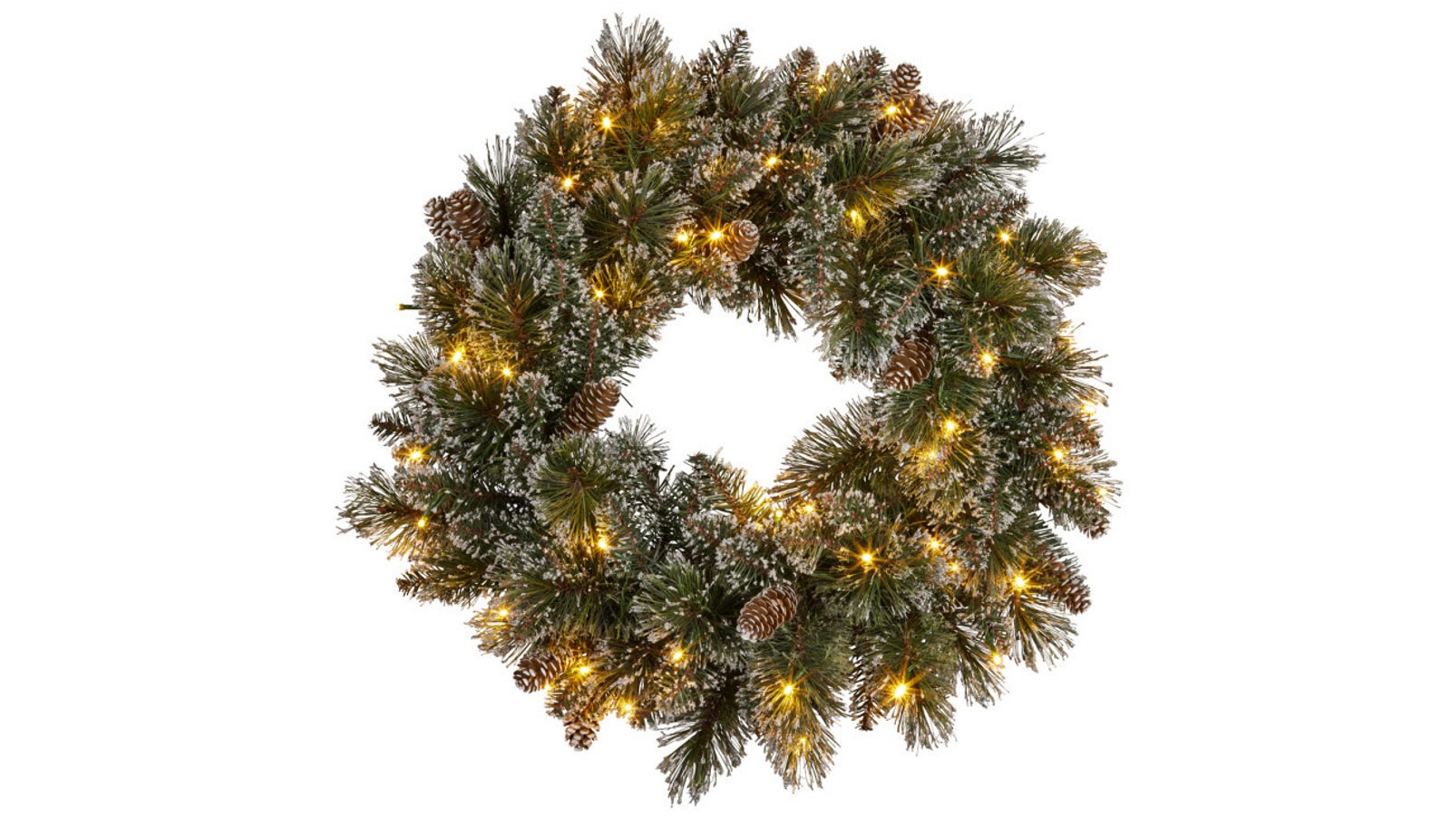 Christabelle 61cm Christmas Wreath Cashmere Pine with LED Lights Front Door Decoration Ornament