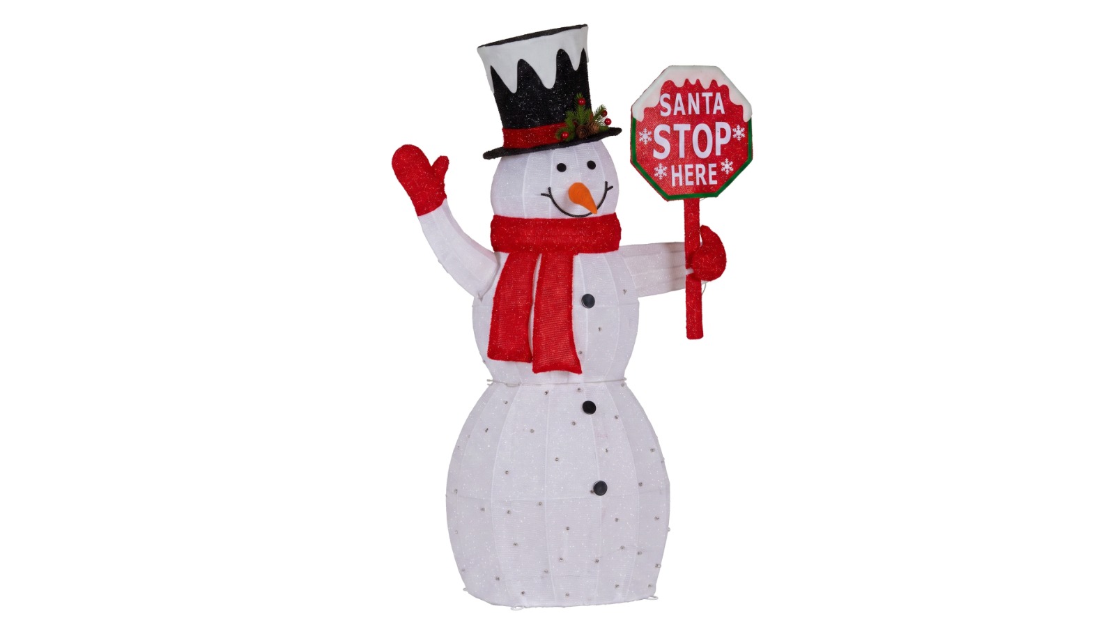 Christabelle 1.21m Snowman Christmas Light with Stop Here Sign