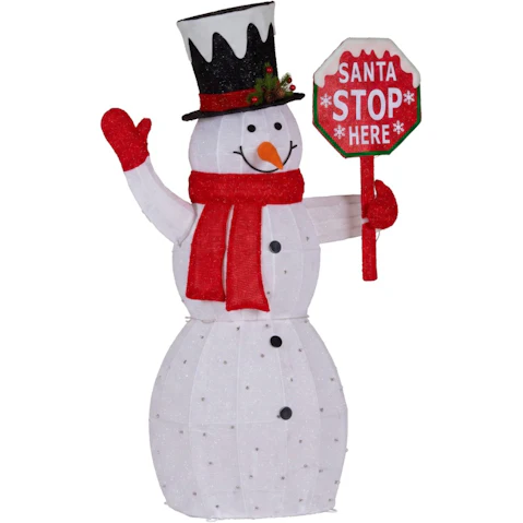 Christabelle 1.21m Snowman Christmas Light with Stop Here Sign