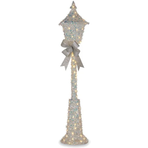 Christabelle 1.5m Lamp Post Christmas Light with Silver Bows - Warm White