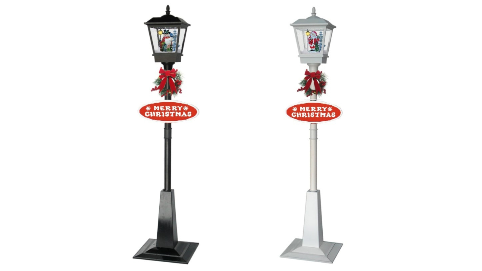 Swishmas 180cm Christmas Lamp Post with Lights Music Snow