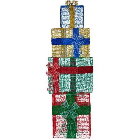 Christabelle 190cm 4 Piece Gift Stack LED Light Christmas Decoration with Bow