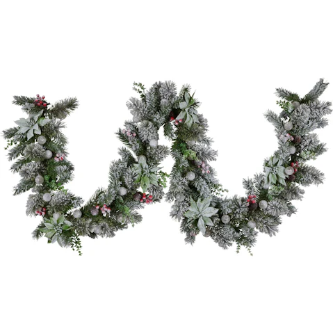 Christabelle 274cm Snowy Crown Pine Pre-Lit Multi-Coloured Christmas Garland